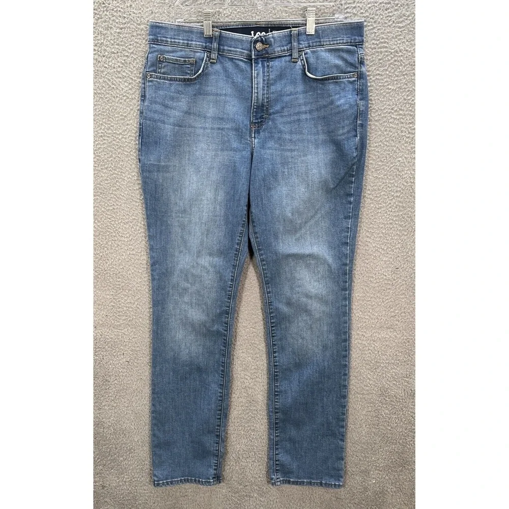 Lee Jeans Womens 16 Long Blue‎ Regular Fit Straight Distressed Denim Workwear